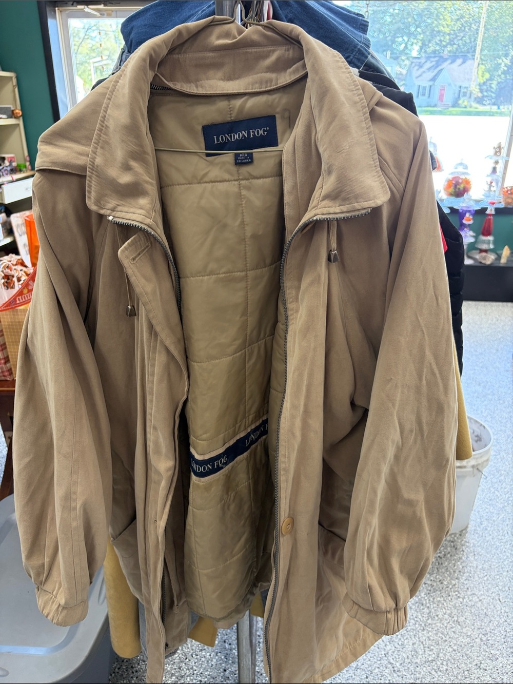 London Fog Khaki Trench Coat with Quilted Lining